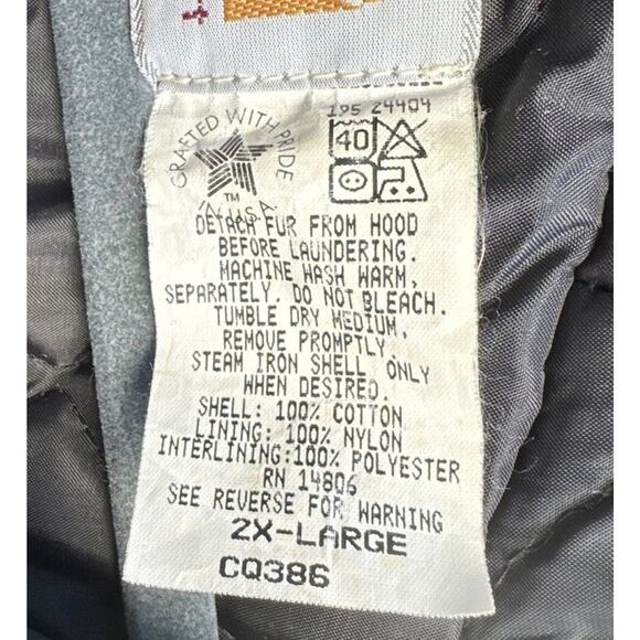 Vintage Carhartt Siberian Parka Jacket Mens 2XL Brown Quilt Lined Hooded 90s - Picture 3 of 9